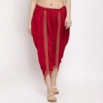 Women Red Solid Dhoti Salwar