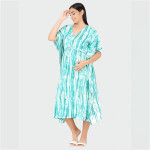 Green Tie and Dye Dyed Maternity Kaftan Midi Dress