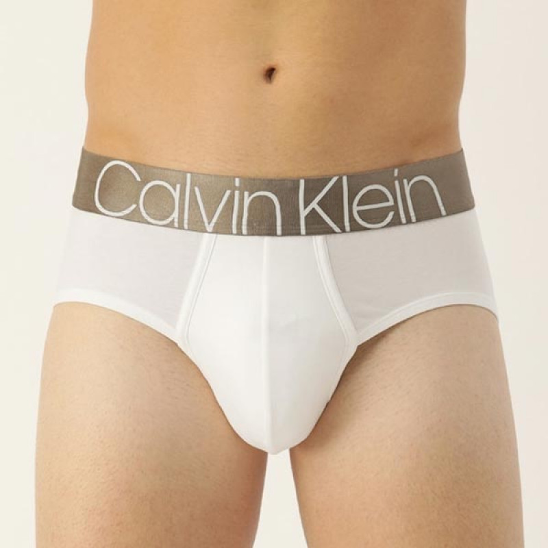 Men White Solid Briefs