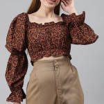 Rust Floral Regular Crop Top