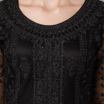 Black Embroidered Net Unstitched Dress Material