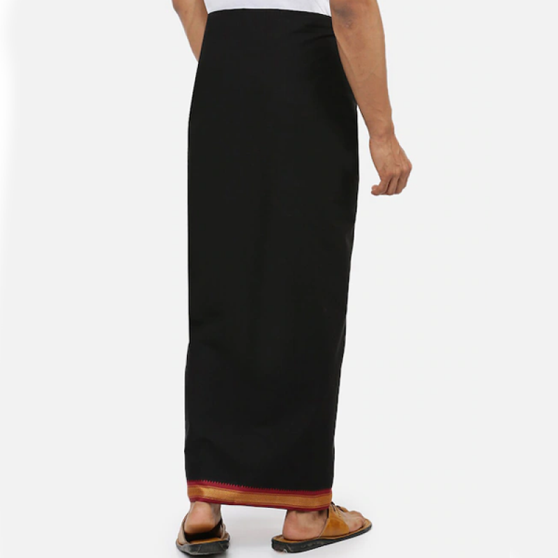 Men Black Solid Pure Cotton Dhoti