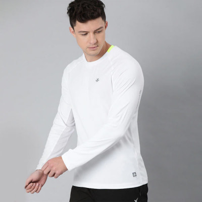 Men White Solid Round Neck T-shirt